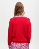 V-neck Contrast Trim Sweater