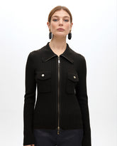 Zipper Cardigan with Double Pockets