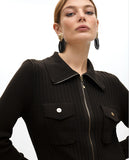 Zipper Cardigan with Double Pockets