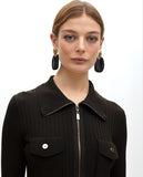 Zipper Cardigan with Double Pockets