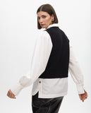 Combined Sweater with Poplin