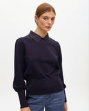 Puff Sleeve Polo Neck Sweater