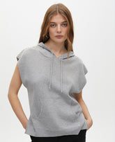 Hooded Sweater Vest with Shoulder Embellishments