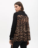 Animal Print Pleated Back Sweater
