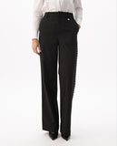 Pinstripe Straight Trousers with Side Stud Details