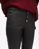 Beige Waxed Flared Pants