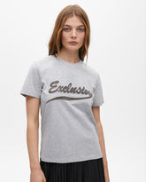 Short Sleeve T-Shirt with Positional Print and Jewel Detail