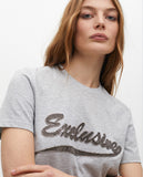 Short Sleeve T-Shirt with Positional Print and Jewel Detail