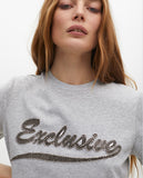 Short Sleeve T-Shirt with Positional Print and Jewel Detail