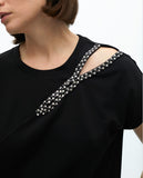 T-shirt with Beaded Opening on Neck Side