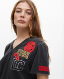 Short Sleeve T-Shirt with Patch Details in Washed Fabric