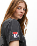 Short Sleeve T-Shirt with Patch Details in Washed Fabric