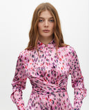 Animal Print Shirt Midi Dress