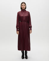 High Neck Dress with Waxed Effect Belt