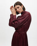 High Neck Dress with Waxed Effect Belt