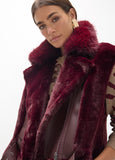 lf2601014-Perfect fur vest-Red Wine/Burgundi