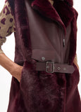 lf2601014-Perfect fur vest-Red Wine/Burgundi