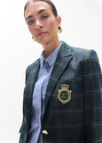 lf2602017-Plaid blazer with shield-Blue-Green