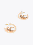 lf2603002-Personalized hoop earrings with animal logo finished texture-Gold