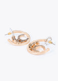 lf2603002-Personalized hoop earrings with animal logo finished texture-Gold