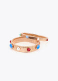 lf2603015-Embossed texture bracelets with inlays-Metal-Multicolor