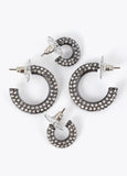 lf2603064-Pack of crystal hoop earrings-Silver