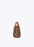 lf2604016-Combined bucket bag with leather effect and animal print-Brown-Black