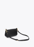 lf2604030-Leather-effect shoulder bag with metal closure detail-Black