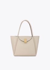 lf2604031-Leather effect shopper detail metal closure-Ecru