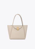 lf2604031-Leather effect shopper detail metal closure-Ecru