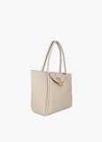 lf2604031-Leather effect shopper detail metal closure-Ecru