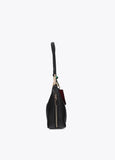 lf2604038-Faux leather shoulder bag with contrasting pendant-Black