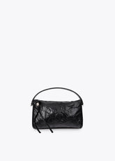 lf2604040-Wrinkled leather effect shoulder bag-Black