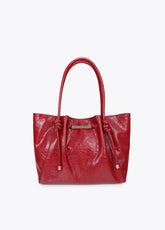 lf2604044-Shopper with metal tube detail with die-cut logo-Red