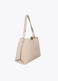 lf2604048-Leather effect shopper with matching logo-Ecru