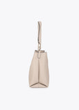 lf2604048-Leather effect shopper with matching logo-Ecru