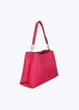 lf2604048-Leather effect shopper with matching logo-Fuchsia