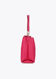 lf2604048-Leather effect shopper with matching logo-Fuchsia