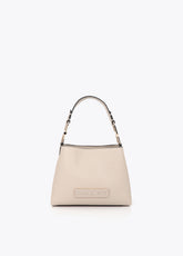 lf2604049-Matching logo faux leather shoulder bag-Ecru