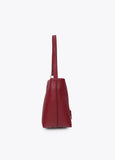 lf2604058-Faux leather shoulder bag with pompoms-Bordeaux