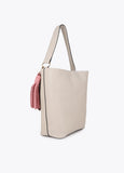 lf2604059-Leather-effect shopper with logo detail on the handle and pompoms-Ecru