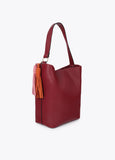 lf2604059-Leather-effect shopper with logo detail on the handle and pompoms-Bordeaux