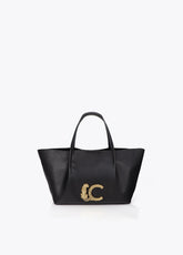 lf2604071-Leather-effect shoulder bag with double handle-Black