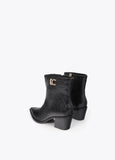 lf2605023-LC textured leopard leather effect ankle boots-Black