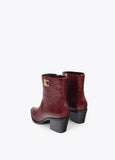 lf2605023-LC textured leopard leather effect ankle boots-Bordeaux