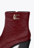 lf2605023-LC textured leopard leather effect ankle boots-Bordeaux