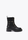lf2605028-Flat ankle boot with pearl appliqués and LC stud detail-Black