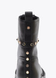 lf2605028-Flat ankle boot with pearl appliqués and LC stud detail-Black