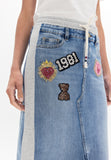 lf2608005-Denim and Jersey Combo Skirt with Patches-Gray Denim
