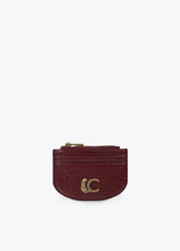 lf2612006-Crocodile effect card holder-Bordeaux